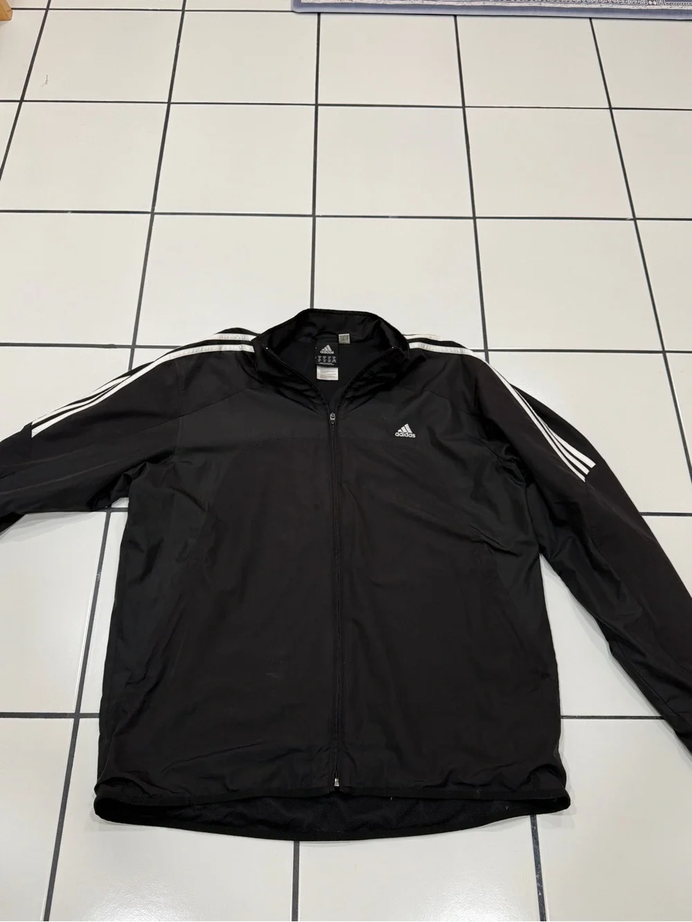 Adidas Men’s XL Black White 3 Stripe Windbreaker Track Jacket 2011 Retro